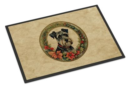NEW Schnauzer Christmas Flowers Doormat Front Door Mat Indoor Outdoor Rugs for Entryway, Non Slip Washable Low Pile, 18H X 27W