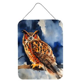 NEW Eurasian Eagle Owl Wall or Door Hanging Prints Aluminum Metal Sign Kitchen Wall Bar Bathroom Plaque Home Decor Front Door Plaque, 12x16