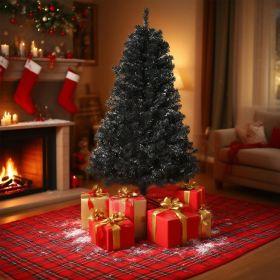 7ft Artificial Christmas Tree Unlit Douglas Fir With Realistic Branches And 1346 Tips, Black Halloween Style (Color: Black)