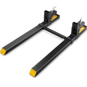 VEVOR  Pallet Forks, 4000 Lbs Clamp On Pallet Forks, 60inch Total Length Heavy Duty Pallet Forks With Adjustable Stabilizer Bar, Tractor Bucket F (Option: Default)
