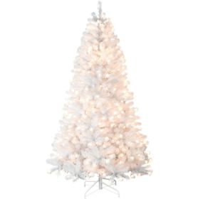 Prelit 5.6.7.8.9ft PVC Flocked Tree  Memory Wire (Option: 7foot PVC plush tree)