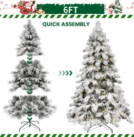 5.6.7.8ft PVC Flocked Tree  Memory Wire Power Pole (Option: 6foot PVC plush tree)