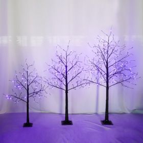 3 Pac Halloween Spooky Tree With Purple Lights, 4FT 5FT And 6FT, Lighted Black Tree For Halloween Decoration (Option: BlackPurple)