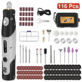 Set Of 116Pcs 4V Cordless Rotary Tool Kit Power Rotary Tools With 5 Speeds 2000mAh Rechargeable Battery For Sanding Polishing Drilling Engraving (Option: Black Grey)