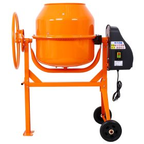 Cement Mixer,5 Cu. Ft Electric Concrete Mixer Machine, 650W AC Motor Portable Power Cement Mixers For Mortar, Stucco And Fodder (Option: Orange)