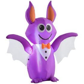 Outsunny 6ft Inflatable Halloween Decoration Bat, Blow Up Outdoor LED Yard Display, Waterproof (Color: Purple)