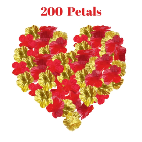 200 Pcs Artificial Silk Rose Petals For Graduation Black Green Red Purple Blue Golden Mix Color Fake Flowers Petals For Graduation Ceremony Weddi (Color: Red)