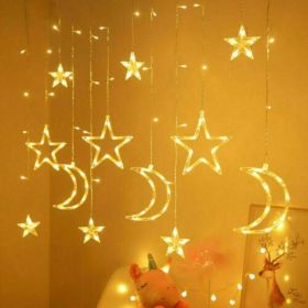 LED Fairy String Window Curtain Lights Star Christmas Xmas Party Home Indoor (Option: 31x21x7)
