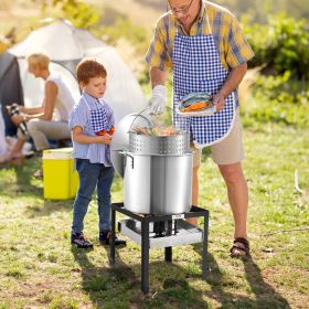 60 Qt Seafood Boiling Kit With Strainer Outdoor Crab Crawfish Cooking Pot (Color: Silver)