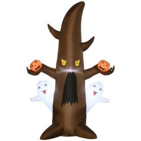 5 Halloween Inflatables Outdoor Decorations Ghost Tree With Pumpkins, Blow-Up LED Yard Decor Indoor Outdoor For Garden, Lawn, Party, Holiday (Color: Brown)