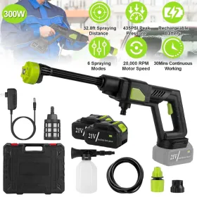 Cordless Pressure Washer Portable Electric Power Washer High Pressure Water Sprayer 435PSI Car Washer Cleaner With 6-in-1 Nozzle Foam Bottle Filt (Option: Black)