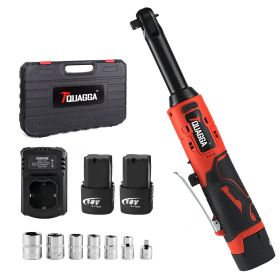 TQUAGGA 18V Extended Cordless Electric Ratchet Wrench Set, Extended Neck, Variable Speed, 18V, 18V Cordless Electric Ratchet Wrench Set, Automoti (Option: 18V Red extended version)