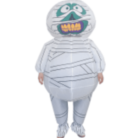 Inflatable Mummy Costume Air Blow Up Jaws Jumpsuit Fancy Dress Funny Carcharias Suit For Cosplay Party-Only Supports Self-pickup. (Color: White)