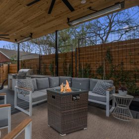 Wicker Fire Pit Column With Glass Wind Guard (Option: Dark Brown)
