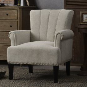 Accent Rivet Tufted Polyester Armchair ,Cream (Option: Cream)