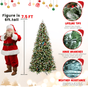 4ft PEPVC Tree Red Fruit35pcs Pine Cone35pcs (Option: 75foot PEPVC tree)