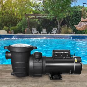 Above Ground Pool Pump 2HP/0.44HP Dual Speed Swimming Pool Pump 118 GPM/57 GPM (Option: Black)
