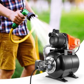 1HP Shallow Well Pump With Pressure Tank 1000GPH Irrigation Booster Pump (Option: Orange)
