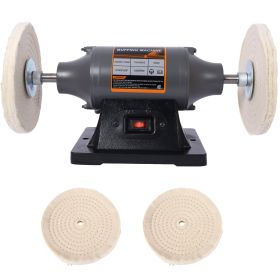 8-Inch Electric Polisher Bench Buffer Grinder - Includes 4PCs 80Ply Thic Buffing Wheels Ideal Benchtop Buffing Machine For Polishing Metal, Jewel (Option: Gray)