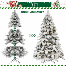 5.6.7.8ft PVC Flocked Tree  Memory Wire Power Pole (Option: 7foot PVC plush tree)