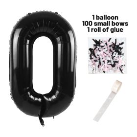 40 Inch Black Number Balloons With  Ribbon Bow 1 Roll Glue Point (Option: W13613489)