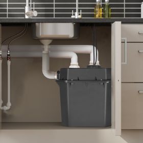 Utility Sink Pump, 1/3 HP, 120-Volt, 2900 GPH Flow, 25 Ft Head, Under-Sink Sump Pump System With 6 Gallon Basin, Automatic Utility/Laundry Sink P (Option: Black)