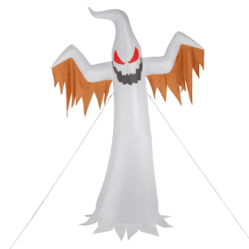 12ft 4pcs LED Lights Giant Scary Ghost Flames And Flashing Red Eyes Inflatable Halloween Decoration (Color: White)