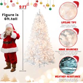 Prelit 5.6.7.8.9ft PVC Flocked Tree  Memory Wire (Option: 9foot PVC plush tree)